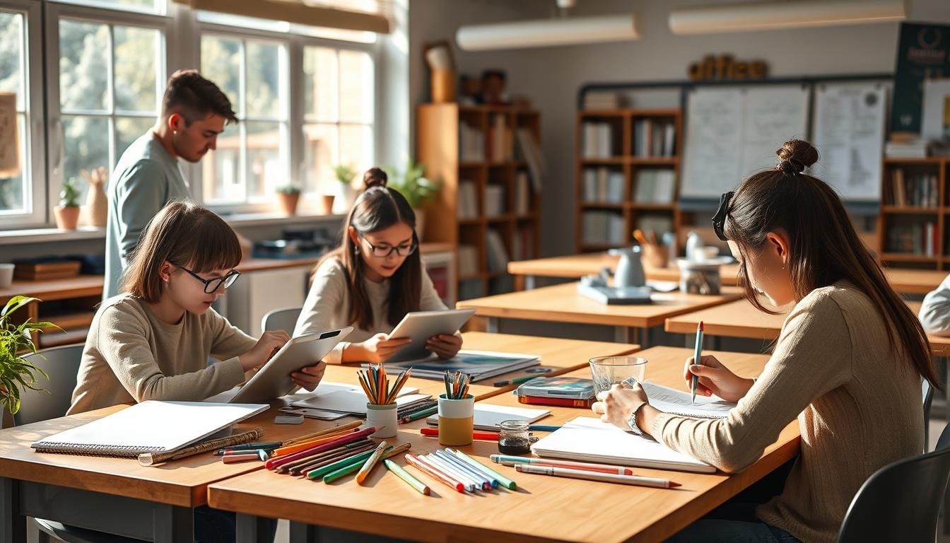 Structured study materials and learning resources on a desk